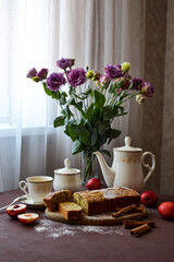 cup of tea and flowers