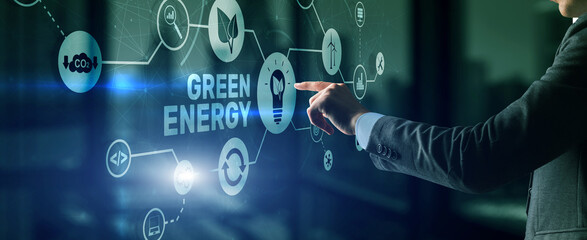 Green Energy Natural Ecology Power electric speed creative. Technology ecology concept - obrazy, fototapety, plakaty