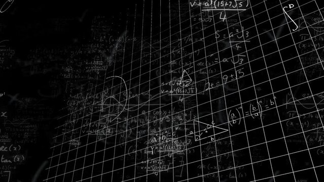 Animation of mathematical equations on black background