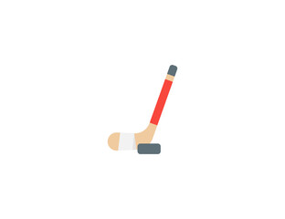 Ice Hockey vector flat emoticon. Isolated Ice Hockey Stick and Puck illustration. Ice Hockey icon