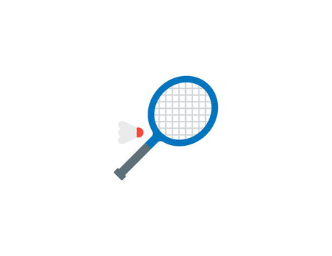 Badminton vector flat emoticon. Isolated Badminton racket and shuttlecock illustration. Badminton icon