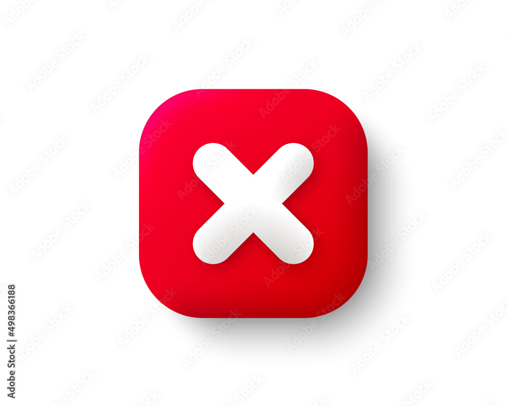 Poster cancel red 3d icon. delete sign, close symbol, wrong and reject button. no or deny icon isolated whi