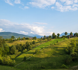 Picturesque summer Carpathian mountain countryside, Ukraine.