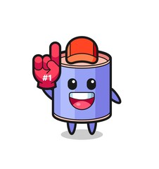 cylinder piggy bank illustration cartoon with number 1 fans glove