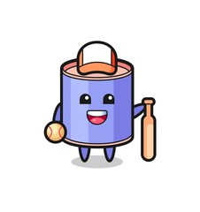 Cartoon character of cylinder piggy bank as a baseball player