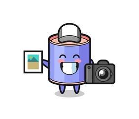 Character Illustration of cylinder piggy bank as a photographer