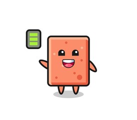 brick mascot character with energetic gesture