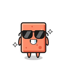 Cartoon mascot of brick with cool gesture