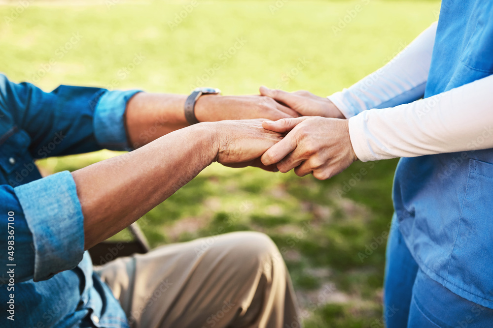 Poster Ill help make things easier for you. Cropped shot of an unrecognizable woman holding a senior mans hands.