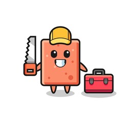 Illustration of brick character as a woodworker