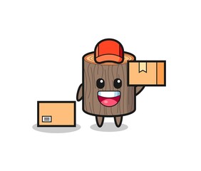 Fototapeta premium Mascot Illustration of tree stump as a courier