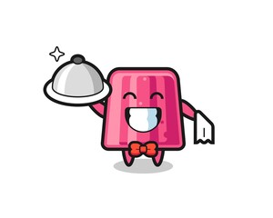 Character mascot of jelly as a waiters