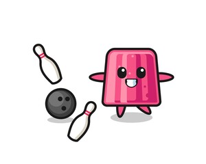 Fototapeta premium Character cartoon of jelly is playing bowling