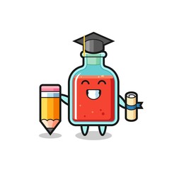 square poison bottle illustration cartoon is graduation with a giant pencil