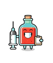 Mascot Illustration of square poison bottle as a doctor