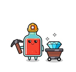 Naklejka premium Character Illustration of square poison bottle as a miner