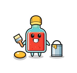 Character Illustration of square poison bottle as a painter
