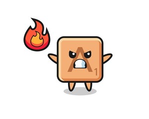 scrabble character cartoon with angry gesture