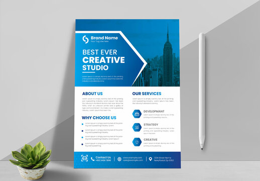 Business Flyer with Blue Accents