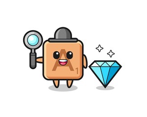 Illustration of scrabble character with a diamond