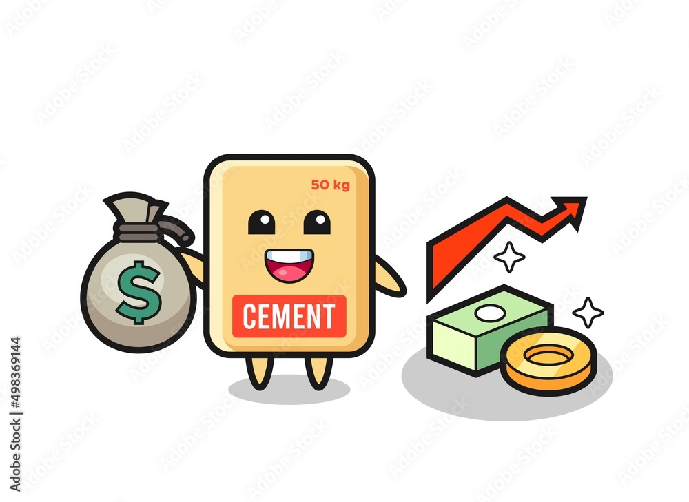 Wall mural cement sack illustration cartoon holding money sack