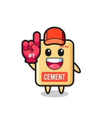 cement sack illustration cartoon with number 1 fans glove
