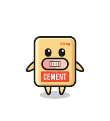 Cartoon Illustration of cement sack with tape on mouth