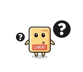 Cartoon Illustration of cement sack with the question mark