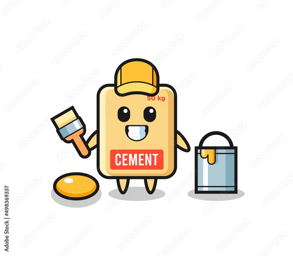 Canvas Prints character illustration of cement sack as a painter