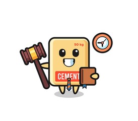 Fototapeta premium Mascot cartoon of cement sack as a judge