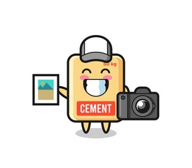 Character Illustration of cement sack as a photographer