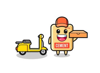 Character Illustration of cement sack as a pizza deliveryman