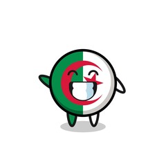 Obraz premium algeria flag cartoon character doing wave hand gesture