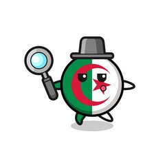algeria flag cartoon character searching with a magnifying glass