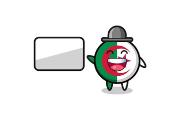 Fototapeta premium algeria flag cartoon illustration doing a presentation