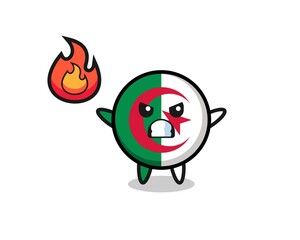 Fototapeta premium algeria flag character cartoon with angry gesture