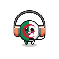 Obraz premium Cartoon mascot of algeria flag as a customer service