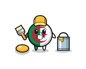 Fototapeta premium Character Illustration of algeria flag as a painter