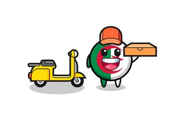 Fototapeta premium Character Illustration of algeria flag as a pizza deliveryman