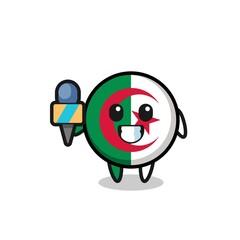 Character mascot of algeria flag as a news reporter