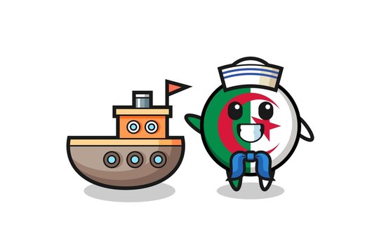 Character mascot of algeria flag as a sailor man