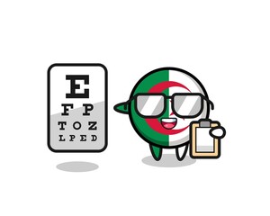 Illustration of algeria flag mascot as an ophthalmology