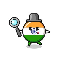 india cartoon character searching with a magnifying glass