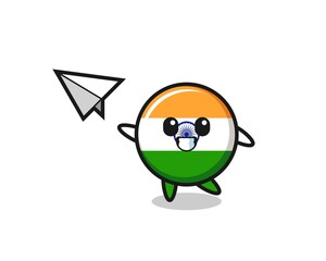 india cartoon character throwing paper airplane