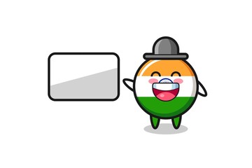 india cartoon illustration doing a presentation