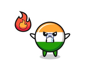 india character cartoon with angry gesture