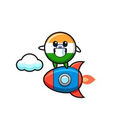 india mascot character riding a rocket