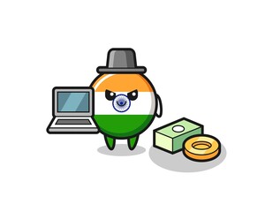 Mascot Illustration of india as a hacker