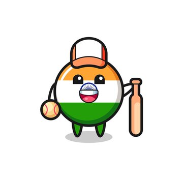 Cartoon character of india as a baseball player