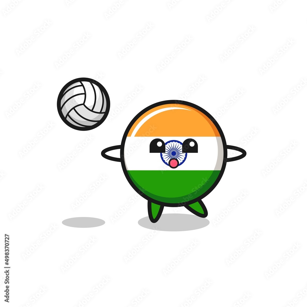 Wall mural Character cartoon of india is playing volleyball